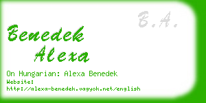 benedek alexa business card